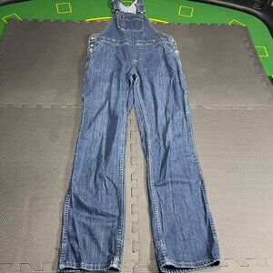 Denim Bib Overalls With Adjustable Straps Side Buttons & Multiple Pockets - Size